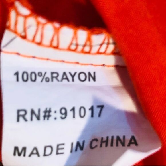 Solitaire Orange Rayon 3/4” Sleeve V Neck Embroidered Top M - Picture 6 of 7